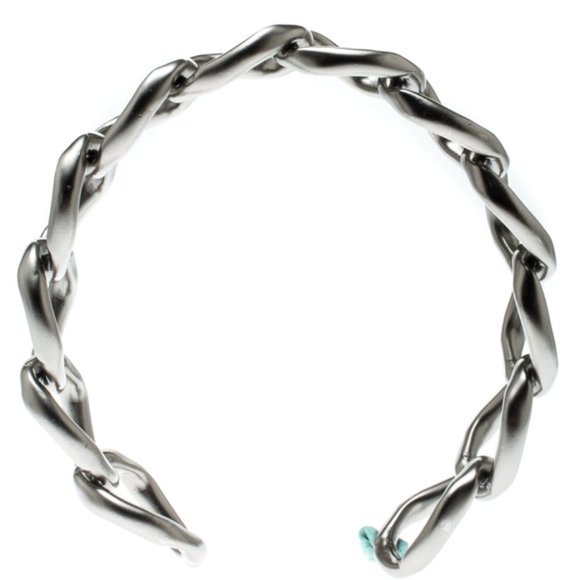 Chanel Designer Gunmetal Silver Chain Choker Necklace- Rare - Picture 6 of 9